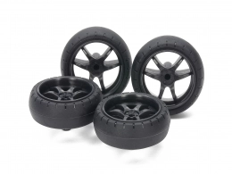LARGE DIA. LOW FRICTION ARCHED TIRES (31mm) & CARBON WHEELS (V SPOKE)